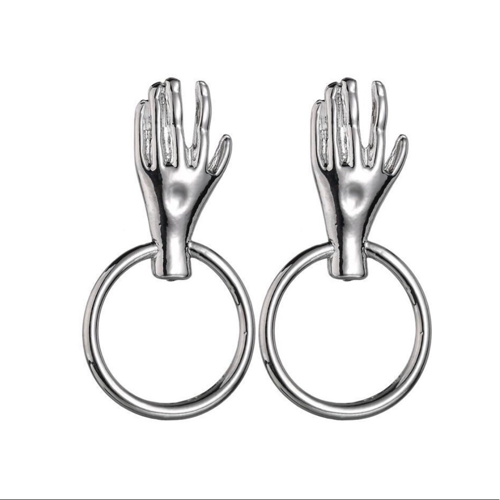 Hands On Stud Hoop Earrings